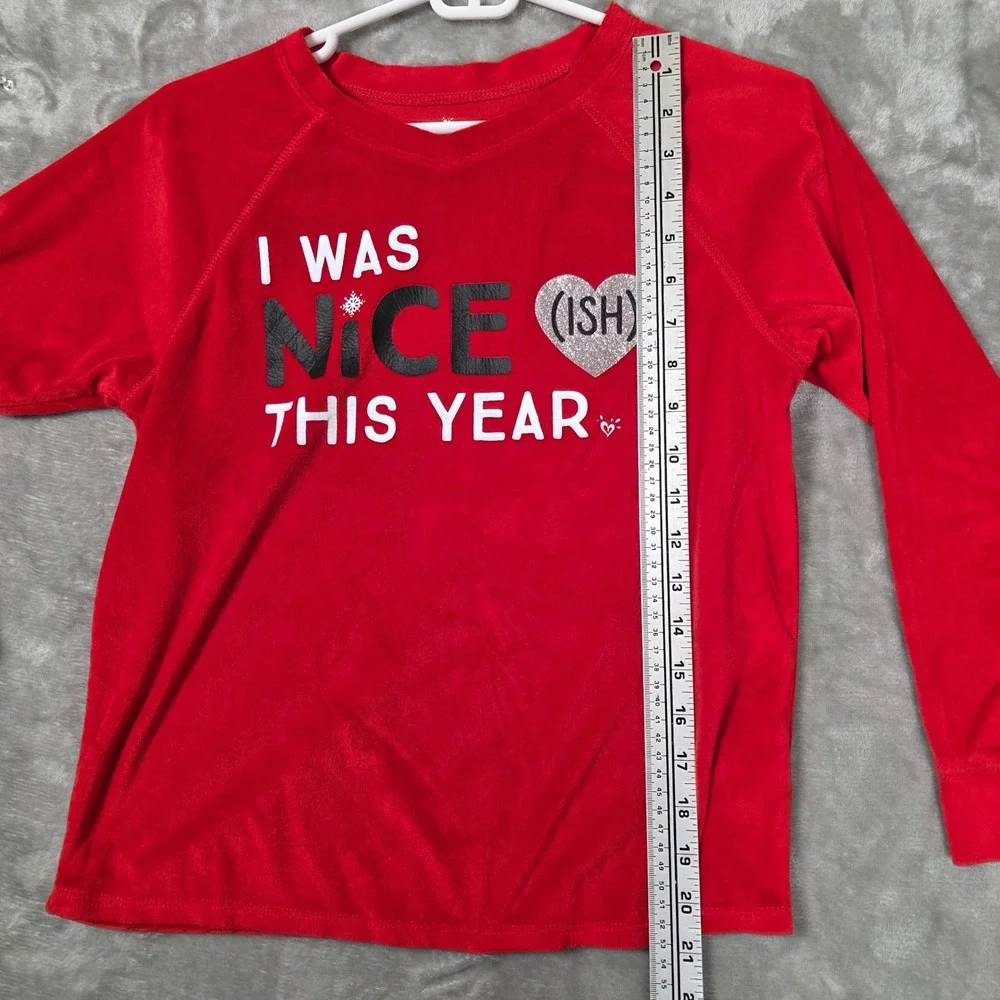 Justice Graphic Tops Girls Size 12 Red White Fair Christmas‎ Hope Sequin 2pc